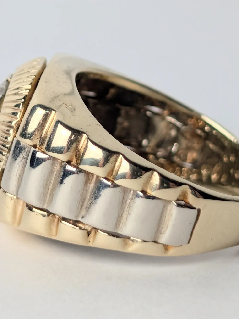 Two Tone 14k Men's Rolex 0.5 carat diamonds   Cluster Ring 9.3gr heirloom sz 9.5